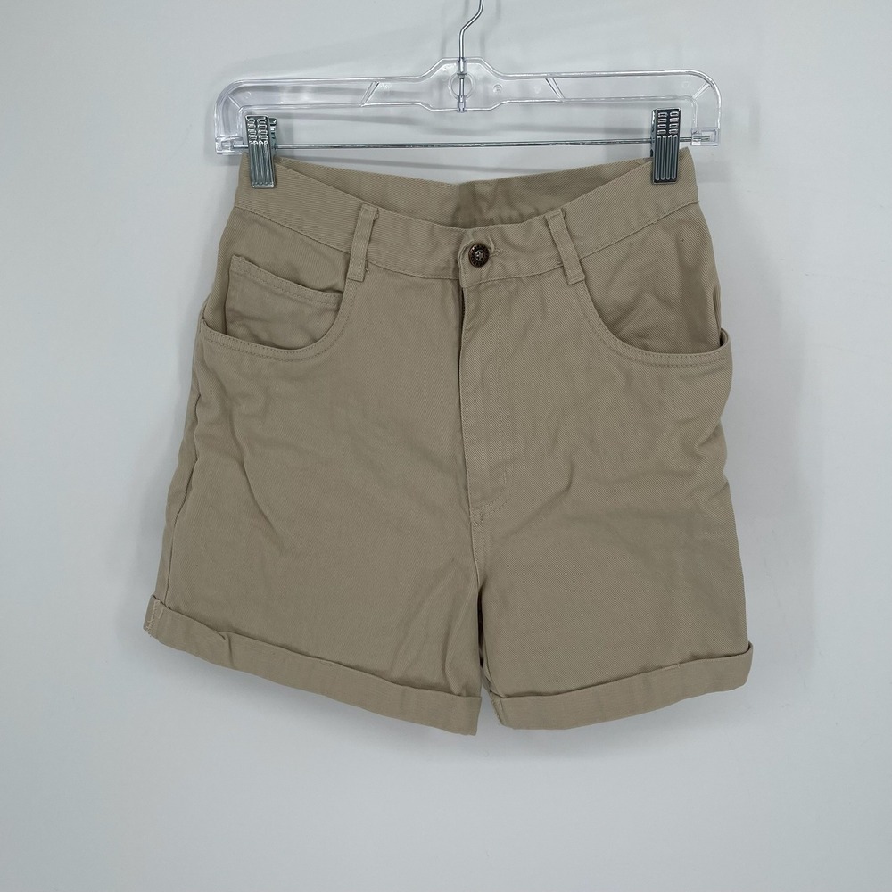 Forenza Vintage Women's Beige High Rise Cotton Twill Cuffed Chino Shorts Size 8‎